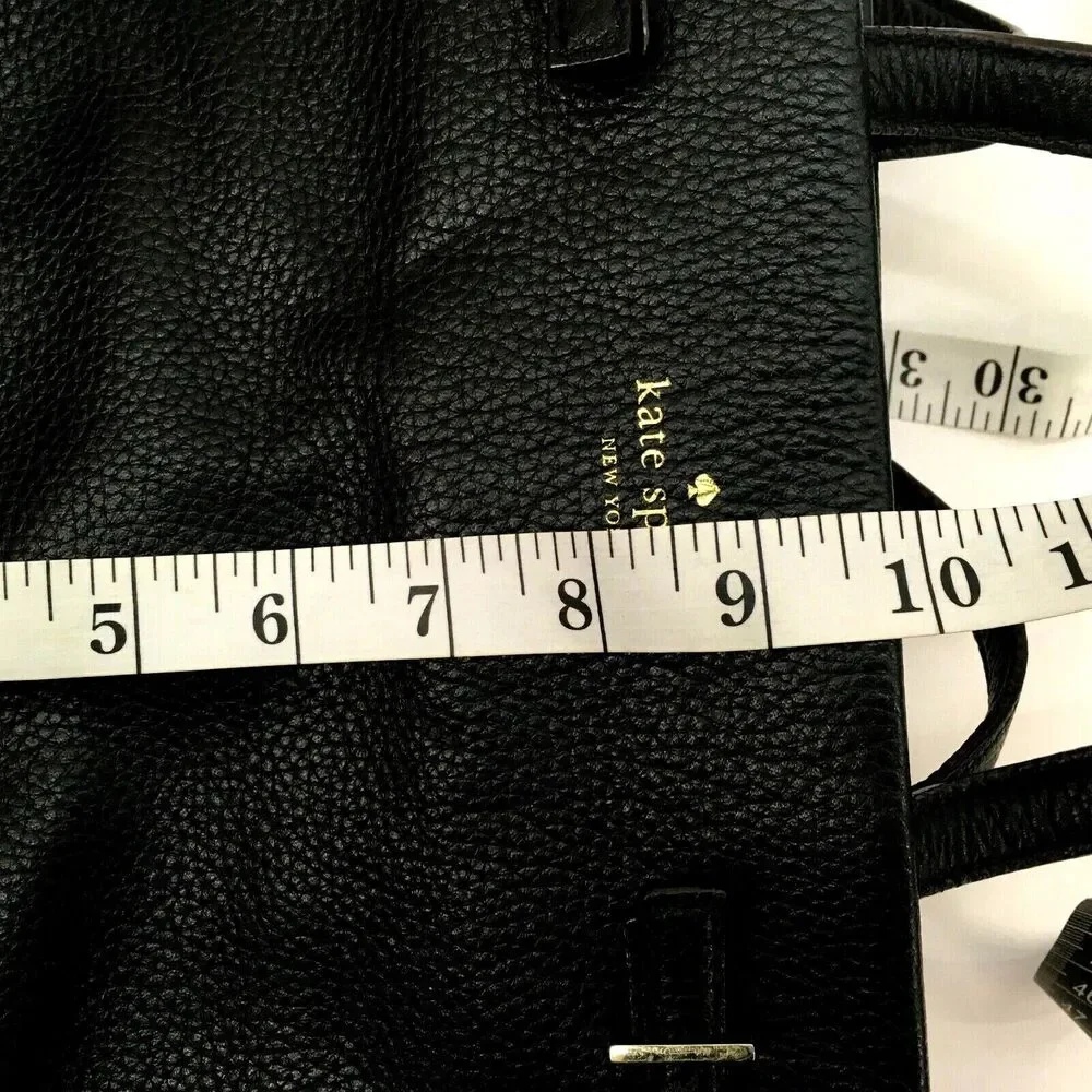Kate Spade Handbag Black Pebbled Cow Leather Removable Strap Satchel Bag Purse